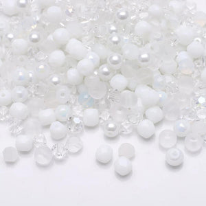100Pcs 6mm Mixed Faceted Spacer Beads Crystal Glass Pearl