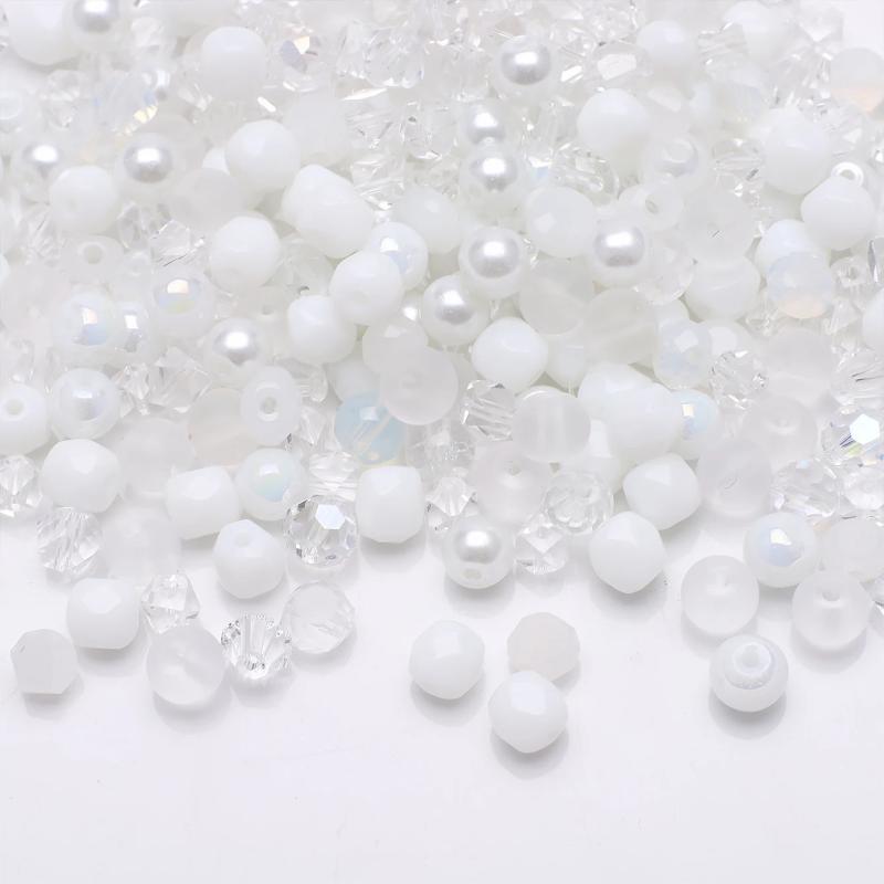 100Pcs 6mm Mixed Faceted Spacer Beads Crystal Glass Pearl