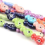 Hand Painted Striped Fish Ceramic Beads For Jewelry Making