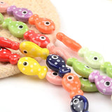Hand Painted Striped Fish Ceramic Beads For Jewelry Making