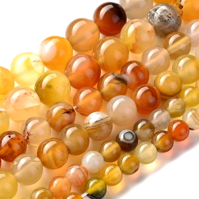 Natural Amber Agates Round Spacer Beads for DIY Jewelry Making 6 8 10MM