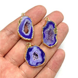 Natural Stone Druzy Agates Pendant for DIY Jewelry Making