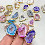 Natural Stone Druzy Agates Pendant for DIY Jewelry Making