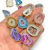 Natural Stone Druzy Agates Pendant for DIY Jewelry Making
