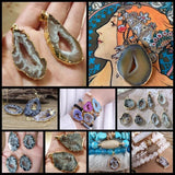 Natural Stone Druzy Agates Pendant for DIY Jewelry Making