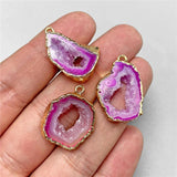 Natural Stone Druzy Agates Pendant for DIY Jewelry Making