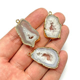 Natural Stone Druzy Agates Pendant for DIY Jewelry Making