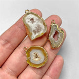 Natural Stone Druzy Agates Pendant for DIY Jewelry Making