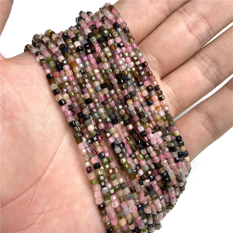 2-3mm Pink Tourmaline Cube Beads Spacer for Jewelry Making DIY