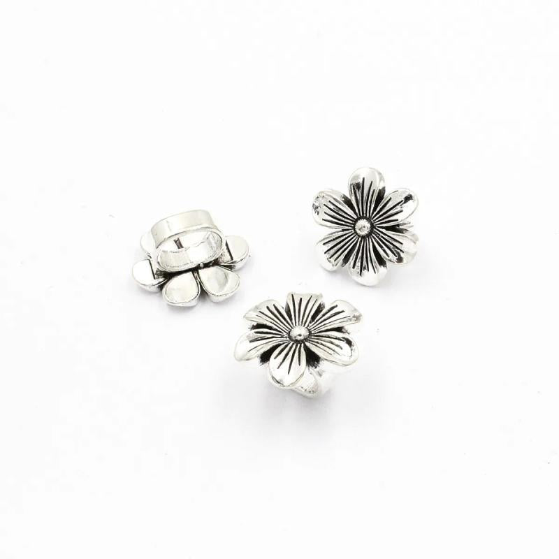 10pc Flower Slider 7x10mm For DIY Bracelet Necklace Watch Chain Making