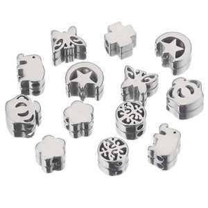 10Pcs Stainless Steel Crown Flower Butterfly Spacer Beads