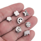 10Pcs Stainless Steel Crown Flower Butterfly Spacer Beads