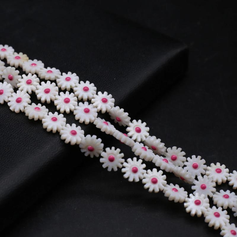 5Pcs 10mm Freshwater Pearl Sunflower Beads Daisy Shell Charms DIY Jewelry