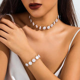 Pearl Necklace Bracelet Women's Two Piece Party Bead Accessories