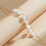 Pearl Necklace Bracelet Women's Two Piece Party Bead Accessories