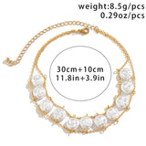 Pearl Necklace Bracelet Women's Two Piece Party Bead Accessories