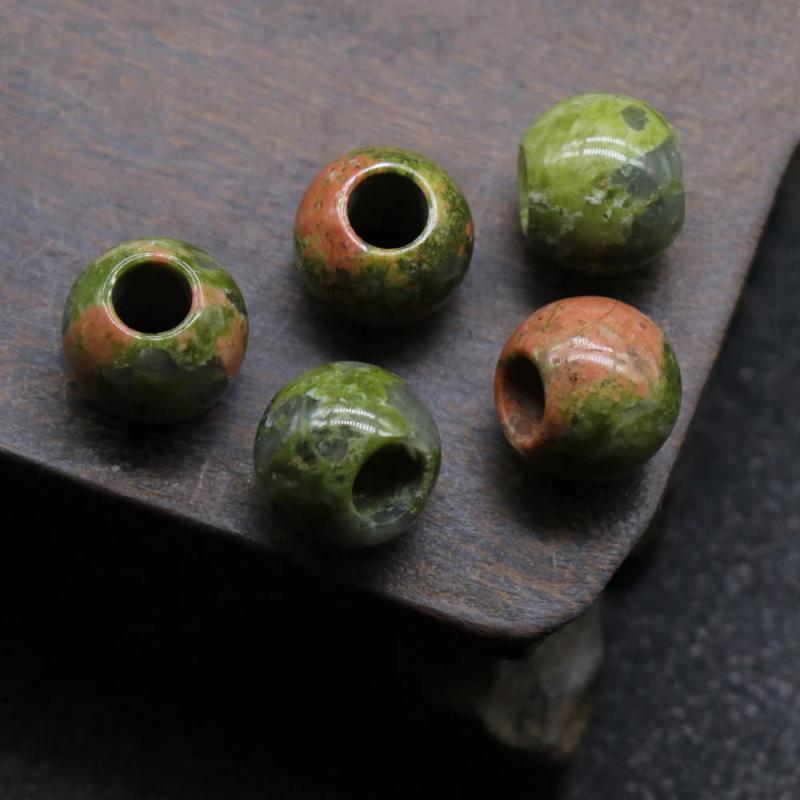 5pcs Natural Rose Quartzs Big Hole Yellow Jade Loose Beads for DIY Jewelry
