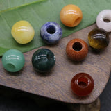 5pcs Natural Rose Quartzs Big Hole Yellow Jade Loose Beads for DIY Jewelry
