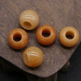 5pcs Natural Rose Quartzs Big Hole Yellow Jade Loose Beads for DIY Jewelry