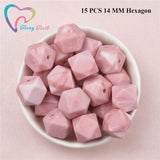 10 PCS Marble Pink Hexagon Silicone Teething Beads DIY Toy Necklace