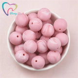 10 PCS Marble Pink Hexagon Silicone Teething Beads DIY Toy Necklace