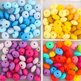 Sunrony 50Pcs 12mm Pearl Silicone Lentil Beads For Bracelets DIY