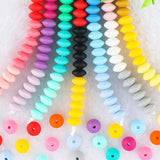 Sunrony 50Pcs 12mm Pearl Silicone Lentil Beads For Bracelets DIY