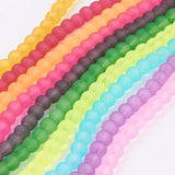 Frosted Transparent Glass Bead Strands for Jewelry Making DIY