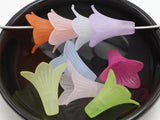 50 Frost Acrylic Trumpet Flower Bead Cap 22mm Cones W/ Center Hole