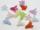 50 Frost Acrylic Trumpet Flower Bead Cap 22mm Cones W/ Center Hole