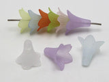50 Frost Acrylic Trumpet Flower Bead Cap 22mm Cones W/ Center Hole