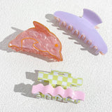 Acetate Pink Rainbow Eye Flower Hamburger Hair Clip Claw