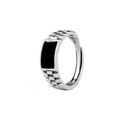 Classic Silver 925 Crystal Rectangle Ring Men Jewelry