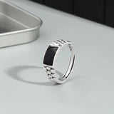 Classic Silver 925 Crystal Rectangle Ring Men Jewelry