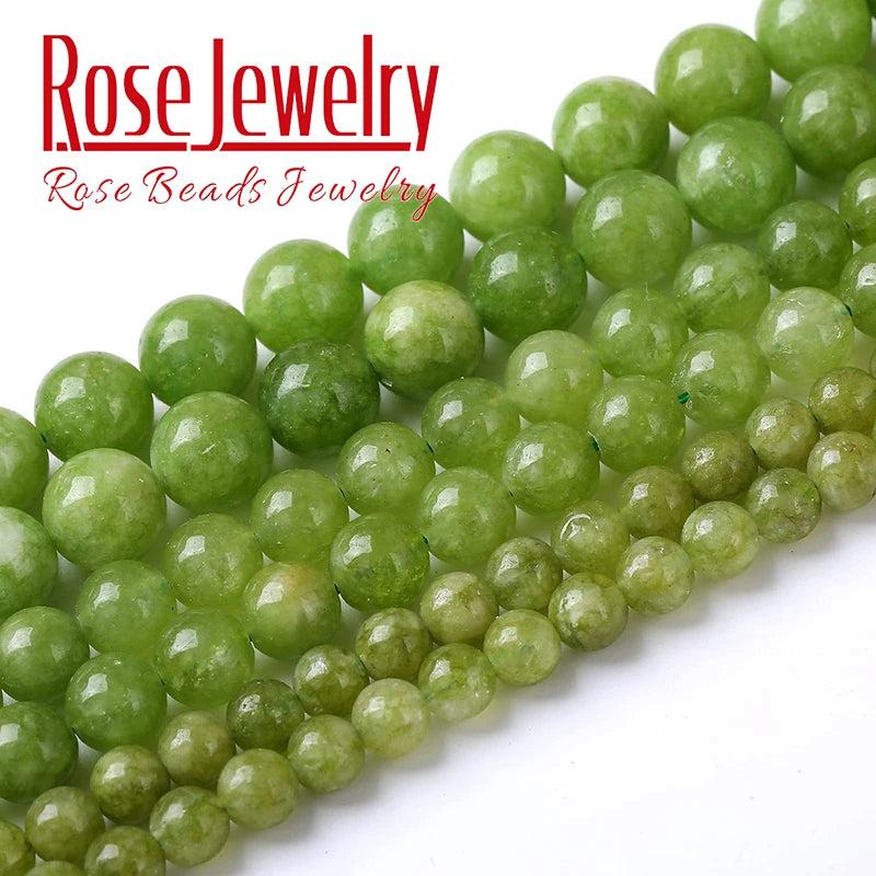 Green Peridot Stone Round Beads 4-10mm
