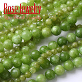 Green Peridot Stone Round Beads 4-10mm