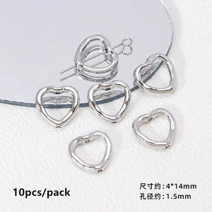 10pcs Heart Pendant Charms Hollow Love Colorful DIY Necklace Earrings Jewelry
