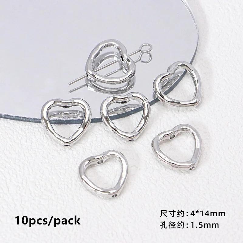 10pcs Heart Pendant Charms Hollow Love Colorful DIY Necklace Earrings Jewelry
