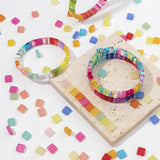 80pcs 8X8MM Half Transparent Acrylic Square Beads For Jewelry Making Boho Diy
