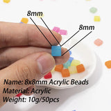 80pcs 8X8MM Half Transparent Acrylic Square Beads For Jewelry Making Boho Diy