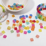 80pcs 8X8MM Half Transparent Acrylic Square Beads For Jewelry Making Boho Diy