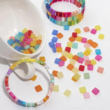 80pcs 8X8MM Half Transparent Acrylic Square Beads For Jewelry Making Boho Diy