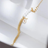 Thick Chain Link Splice Pearl Key Chain Bracelet for Women