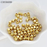 50pcs/lot Square Separators Beads 14K Plated Metal Necklace Spacer Beads