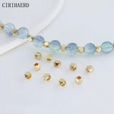 50pcs/lot Square Separators Beads 14K Plated Metal Necklace Spacer Beads