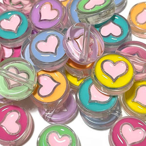 23mm Heart Acrylic Beads Spacer Round Beads For Jewelry Making DIY