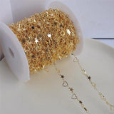 1m 14K No Fade Star Heart Link Chains DIY Bracelet Necklace Jewelry Making