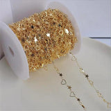 1m 14K No Fade Star Heart Link Chains DIY Bracelet Necklace Jewelry Making