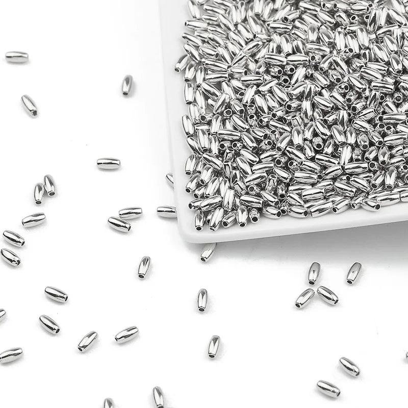 100-400pcs 3X6/4x8mm CCB Spacer Beads Silver Plated DIY Jewelry Making