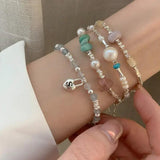 925 Silver Pearl Geometry Bracelet for Women Beading Ins Jewelry Gift